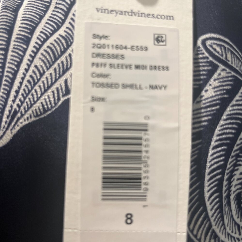 Vineyard Vines Tossed Shell Puff Sleeve Dress NWT Size 8 - Picture 2 of 2